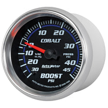 Load image into Gallery viewer, AutoMeter Gauge Vac/Boost 2-5/8in. 30Inhg-45PSI Mechanical Cobalt