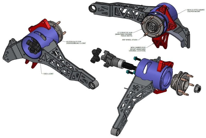 Ridetech 63-79 Chevy Corvette Rear StrongArms System For C7 Hubs