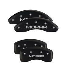 Load image into Gallery viewer, MGP 4 Caliper Covers Engraved Front &amp; Rear MOPAR Black finish silver ch