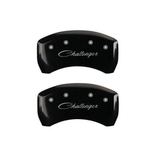 Load image into Gallery viewer, MGP 4 Caliper Covers Engraved Front &amp; Rear Cursive/Challenger Black finish silver ch