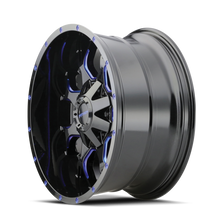 Load image into Gallery viewer, Mayhem 8015 Warrior 17x9 / 5x127 BP / -12mm Offset / 87mm Hub Black w/ Prism Blue Wheel