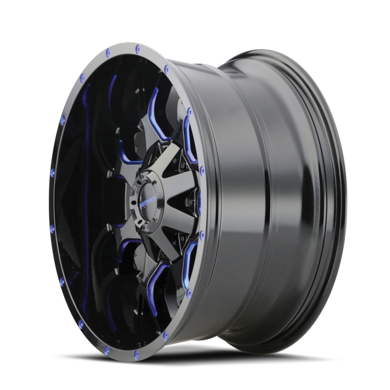 Mayhem 8015 Warrior 20x9 / 8x165.1 BP / 0mm Offset / 130.8mm Hub Black w/ Prism Blue Wheel