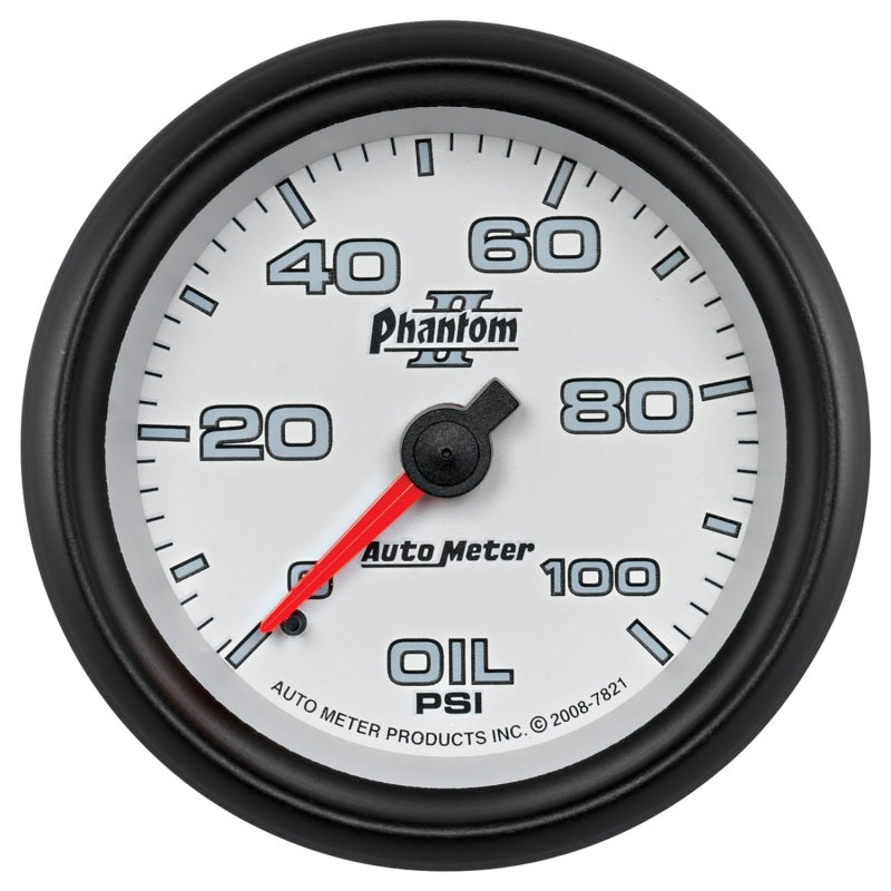 Autometer Phantom II 2-5/8in 100 PSI Mechanical Oil Pressure Gauge