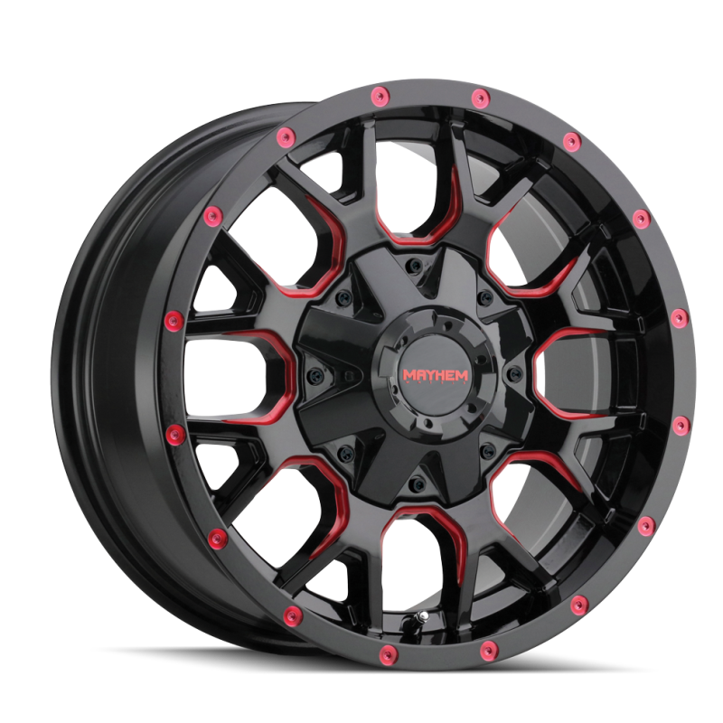 Mayhem 8015 Warrior 18x9 / 5x127 BP / -12mm Offset / 87mm Hub Black w/ Prism Red Wheel