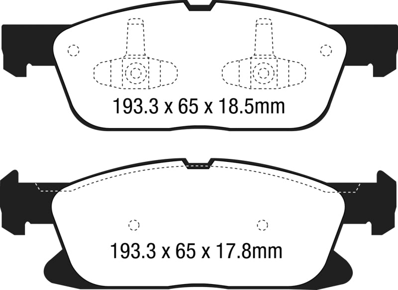 EBC 15+ Ford Edge 2.0 Turbo FWD Greenstuff Front Brake Pads