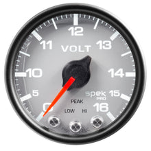 Load image into Gallery viewer, AutoMeter Gauge Voltmeter 2-1/16in. 16V Stepper Motor W/Peak &amp; Warn Slvr/Blk Spek-Pro