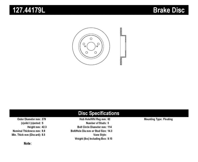 StopTech SportStop 10-13 Scion tC Slotted & Drilled Left Rear Rotor