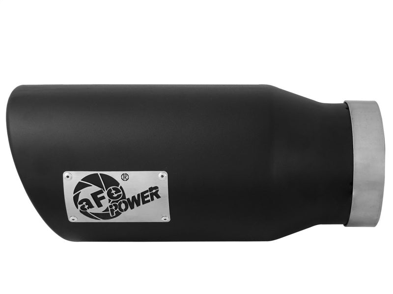 aFe POWER MACH Force-Xp 5in 304 Stainless Steel Exhaust Tip 5In x 7Out x15Lin Bolt-On Right-Blk