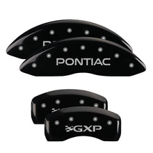 Load image into Gallery viewer, MGP 4 Caliper Covers Engraved Front Pontiac Engraved Rear GXP Black finish silver ch