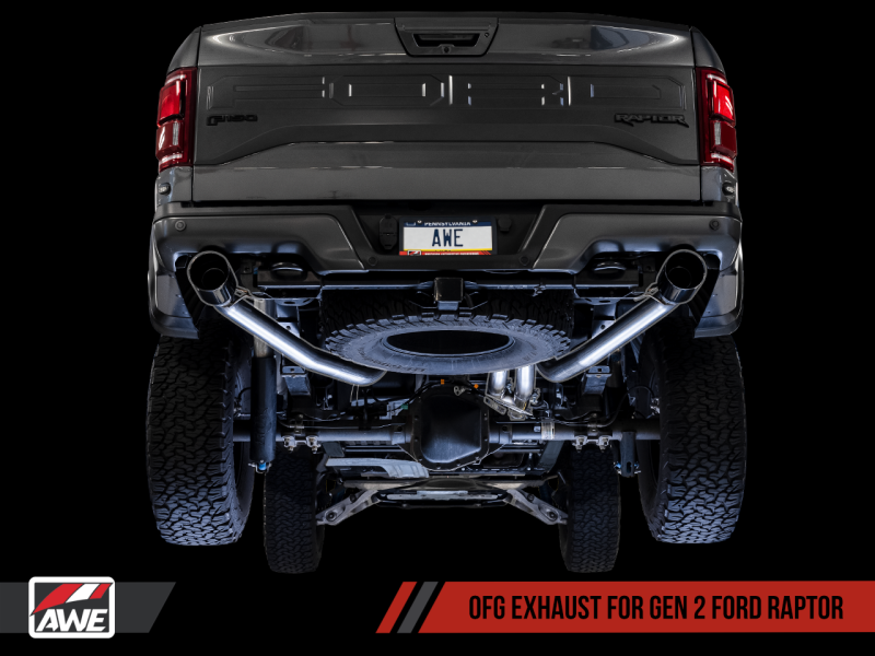 AWE Tuning 2017+ Ford Raptor 0 FG Performance Exhaust System - w/ Diamond Black Tips