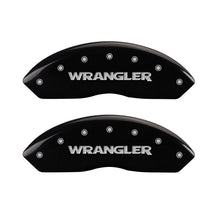 Load image into Gallery viewer, MGP 4 Caliper Covers Engraved Front &amp; Rear WRANGLER Black finish silver ch