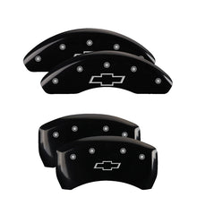 Load image into Gallery viewer, MGP 4 Caliper Covers Engraved Front &amp; Rear Bowtie Black finish silver ch