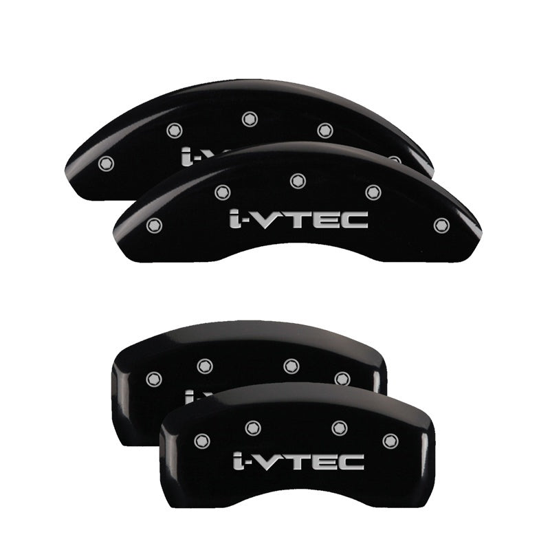 MGP 4 Caliper Covers Engraved Front & Rear I-Vtec Black Finish Silver Char 2018 Honda Accord