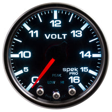 Load image into Gallery viewer, Autometer Spek-Pro Gauge Voltmeter 2 1/16in 16V Stepper Motor W/Peak &amp; Warn Blk/Smoke/Blk