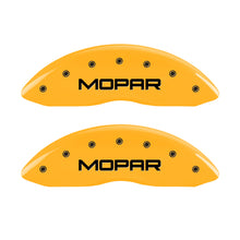 Load image into Gallery viewer, MGP 4 Caliper Covers Engraved Front &amp; Rear Mopar Yellow Finish Black Char 2006 Dodge Charger