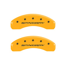 Load image into Gallery viewer, MGP 4 Caliper Covers Engraved Front &amp; Rear Stingray Yellow finish black ch