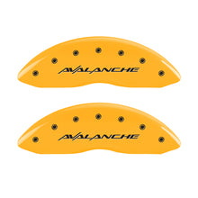 Load image into Gallery viewer, MGP 4 Caliper Covers Engraved Front &amp; Rear Avalanche Yellow finish black ch