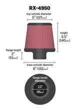 Load image into Gallery viewer, K&amp;N Filter Universal X Stream Clamp-On 2.5in Flange ID / 6in Base OD / 5in Top OD / 5.5in Height