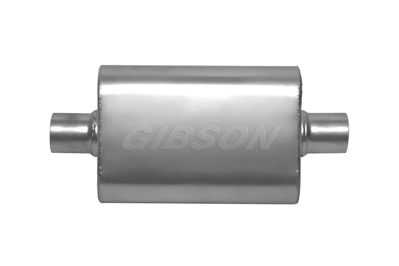 Gibson CFT Superflow Center/Center Oval Muffler - 4x9x18in/2.5in Inlet/2.5in Outlet - Stainless