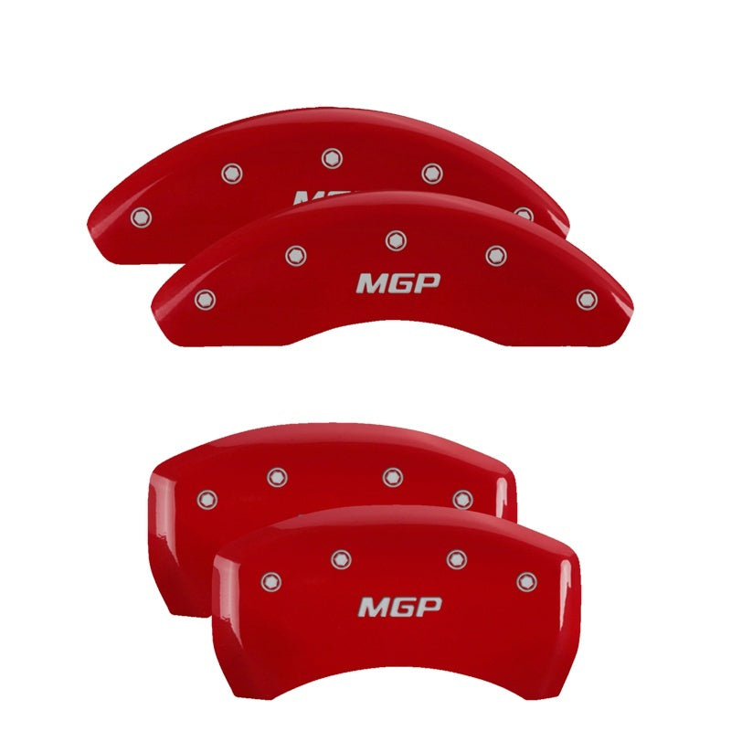 MGP Front set 2 Caliper Covers Engraved Front MGP Red finish silver ch