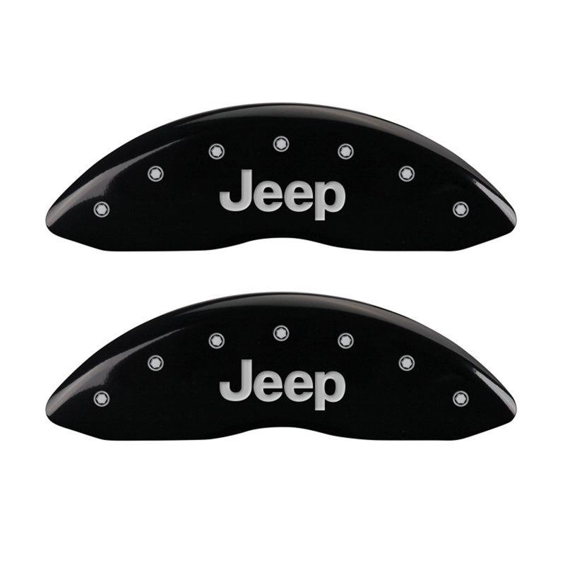 MGP Front set 2 Caliper Covers Engraved Front JEEP Black finish silver ch