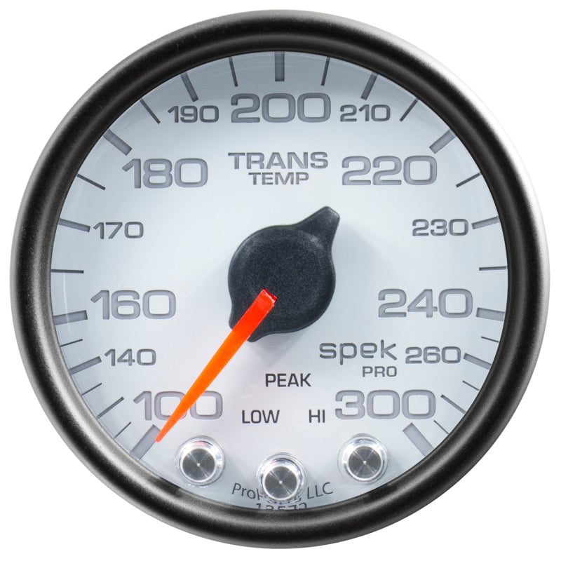 Autometer Spek-Pro Gauge Trans Temp 2 1/16in 300f Stepper Motor W/Peak & Warn Wht/Blk