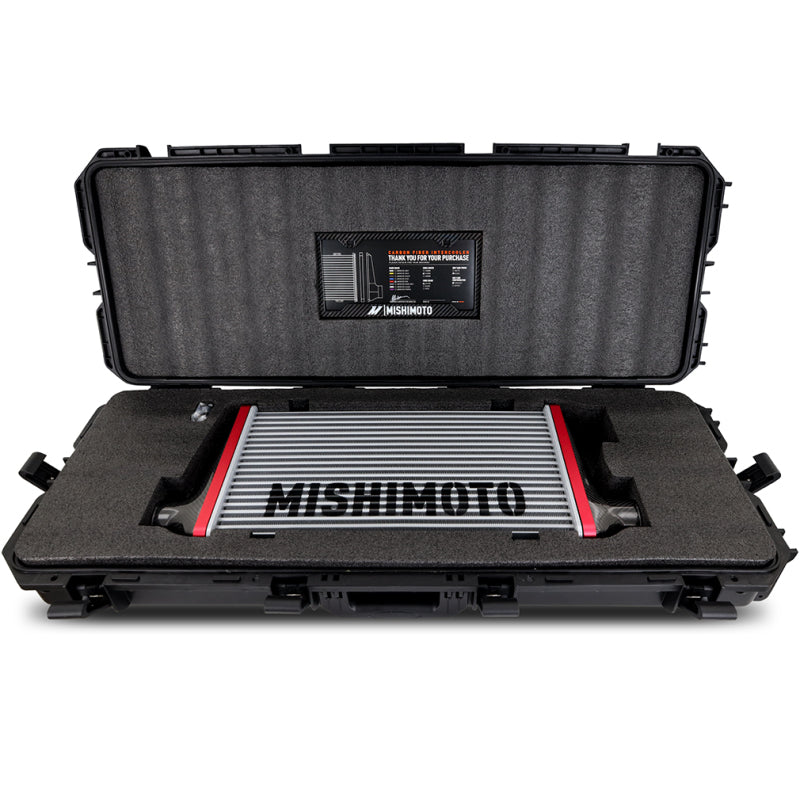 Mishimoto Universal Carbon Fiber Intercooler - Gloss Tanks - 600mm Black Core - S-Flow - BL V-Band