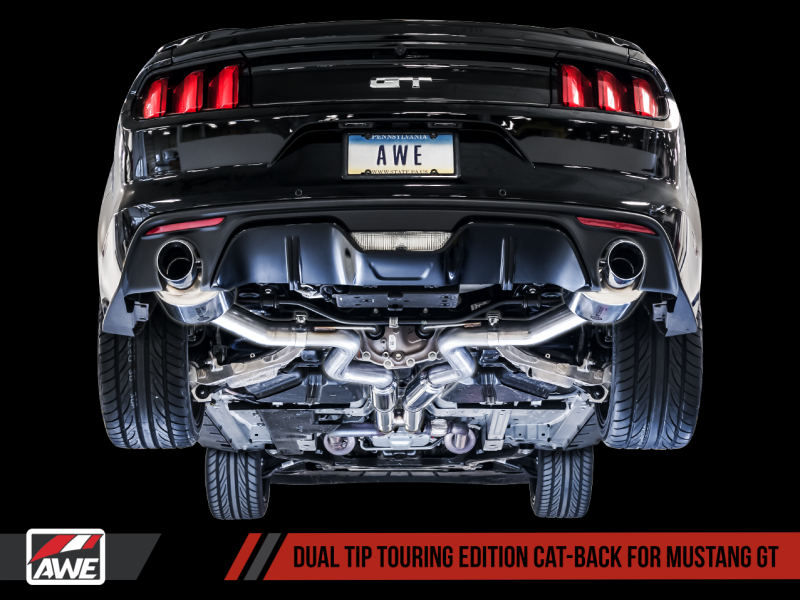 AWE Tuning S550 Mustang GT Cat-back Exhaust - Touring Edition (Chrome Silver Tips)