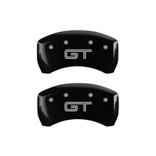 Load image into Gallery viewer, MGP 4 Caliper Covers Engraved Front Mustang Engraved Rear GT Black finish silver ch