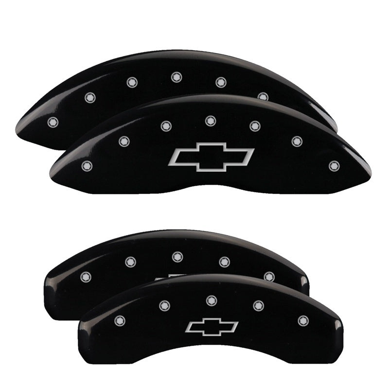 MGP 4 Caliper Covers Engraved Front & Rear Bowtie Black finish silver ch