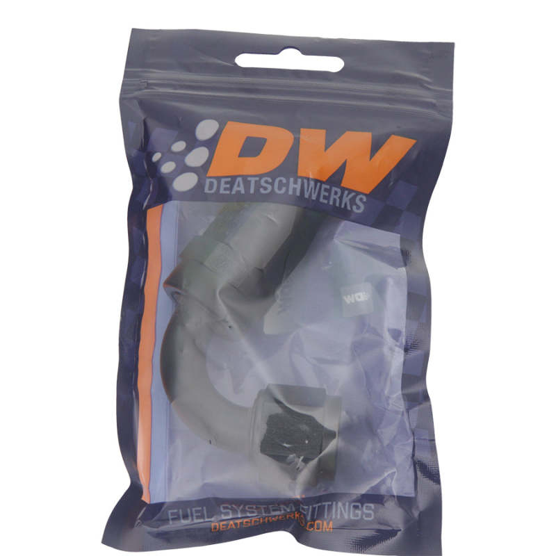 DeatschWerks 8 AN Female Flare Swivel 120-Degree Hose End CPE - Anodized Matte Black