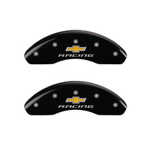 Load image into Gallery viewer, MGP Front set 2 Caliper Covers Engraved Front Chevy racing Black finish silver ch