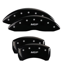 Load image into Gallery viewer, MGP Front set 2 Caliper Covers Engraved Front MGP Black finish silver ch