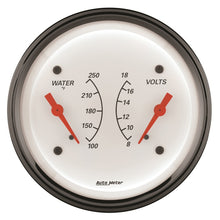 Load image into Gallery viewer, AutoMeter Gauge Dual Wtmp &amp; Volt 3-3/8in. 250 Deg. F &amp; 18V Elec Arctic White