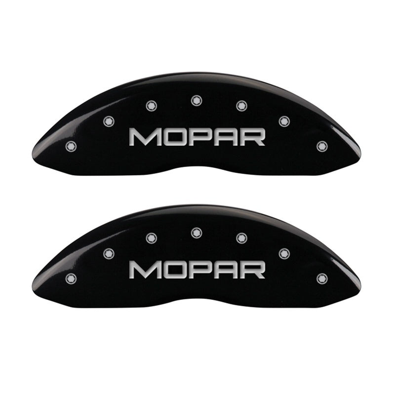 MGP Front set 2 Caliper Covers Engraved Front MOPAR Black finish silver ch