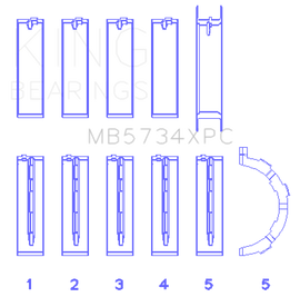 King Engine Bearings Ford 302 CID Coyote (Size STD) Performance Coated Main Bearing Set - Size STD