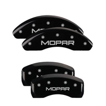 Load image into Gallery viewer, MGP 4 Caliper Covers Engraved Front &amp; Rear MOPAR Black finish silver ch