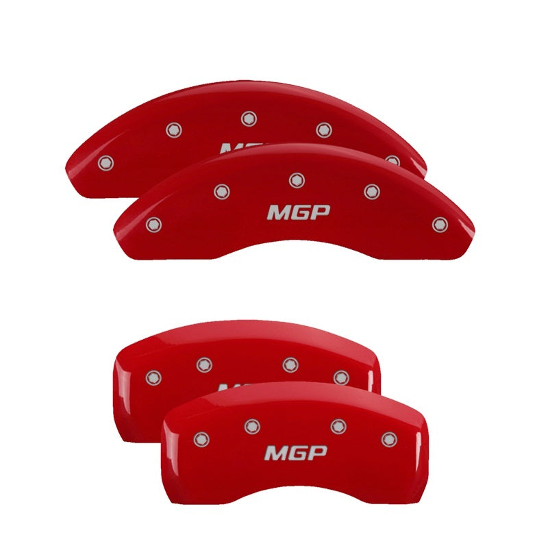 MGP 4 Caliper Covers Engraved Front & Rear MGP Red Finish White Characters 2018 Toyota Camry L/LE/SE