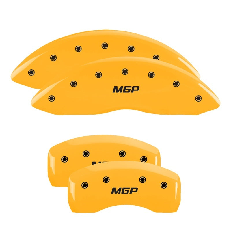 MGP 4 Caliper Covers Engraved Front & Rear MGP Yellow Finish Black Char 2018 Ford Fusion