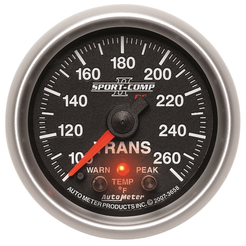 Autometer Elite 52.4mm 100-260F Transmission Temprature Peak & Warn w/ Electronic Control Gauge