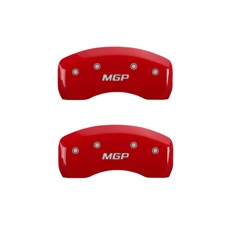 MGP 4 Caliper Covers Engraved Front & Rear MGP Red Finish Silver Char 2019 Chevrolet Malibu