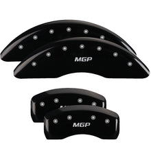 Load image into Gallery viewer, MGP Front set 2 Caliper Covers Engraved Front MGP Black finish silver ch