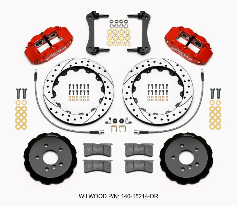 Wilwood Narrow Superlite 6R Front Hat Kit 12.88in Drill Red 2014-2015 Mini Cooper w/Lines