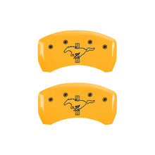 Load image into Gallery viewer, MGP 4 Caliper Covers Engraved Front 2015/Mustang Engraved Rear 2015/Bar &amp; Pony Yellow fnsh black ch