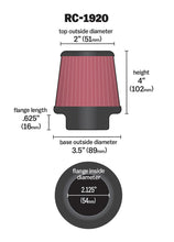 Load image into Gallery viewer, K&amp;N Universal Clamp-On Air Filter 2-1/8in Flange 3-1/2in Base 2in Top 4in Height