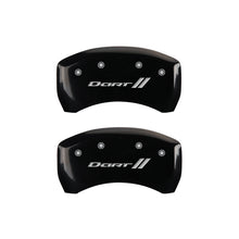 Load image into Gallery viewer, MGP 4 Caliper Covers Engraved Front &amp; Rear With stripes/Dart Black finish silver ch