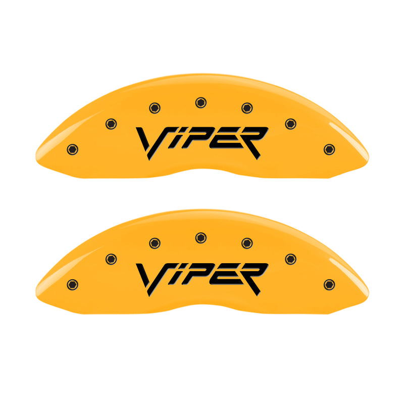 MGP 4 Caliper Covers Engraved Front & Rear Gen 2/Viper Yellow Finish Black Ch