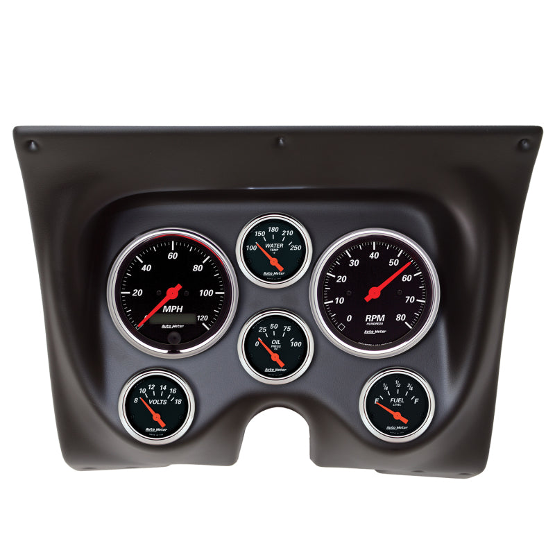 Autometer Designer Black 67-68 Camaro/Firebird Dash Kit 6pc Tach / MPH / Fuel / Oil / WTMP / Volt