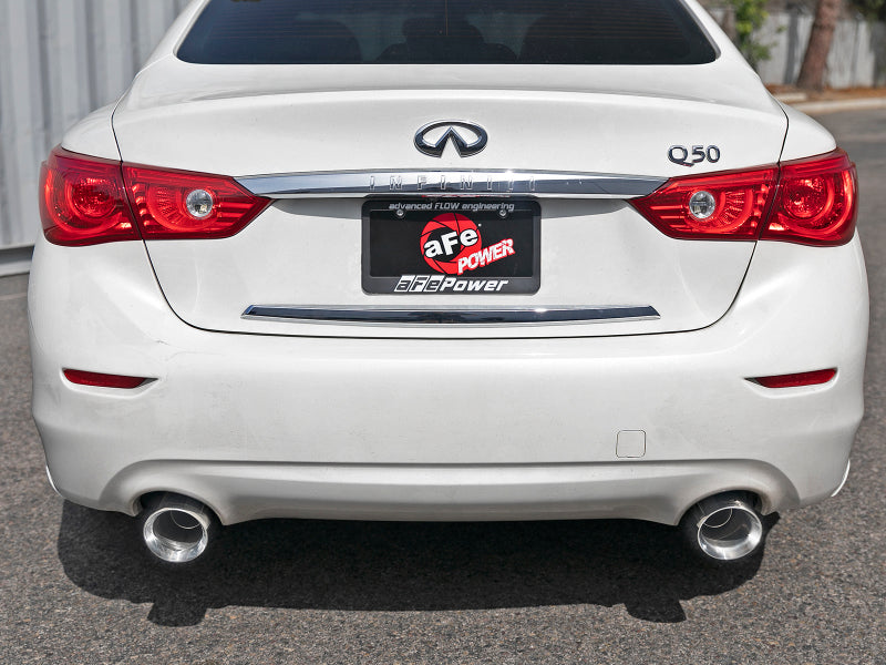 aFe Takeda 2.5in 304 SS Cat-Back Exhaust System w/ Polished Tips 16-18 Infiniti Q50 V6-3.0L (tt)