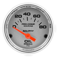 Load image into Gallery viewer, Autometer Marine Chrome Ultra-Lite 2-1/16in 80PSI Electric Oil Pressure Gauge